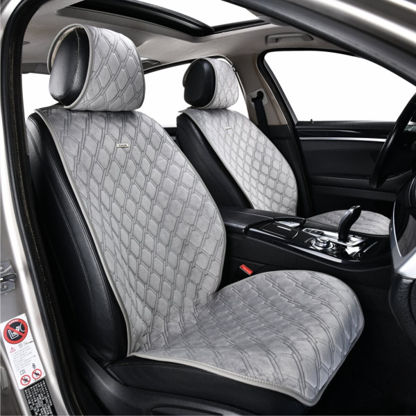 Комплект премиум накидок для передних сидений CarLife Turbo, Grey