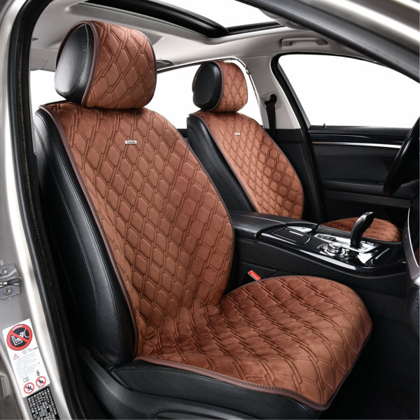 Комплект премиум накидок для передних сидений CarLife Turbo, Coffee