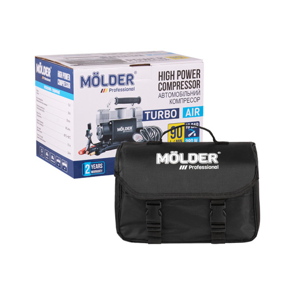 Двухпоршневой автомобильный компрессор Molder Turbo Air 10 Атм 90 л/мин 380 Вт (5905325514537)