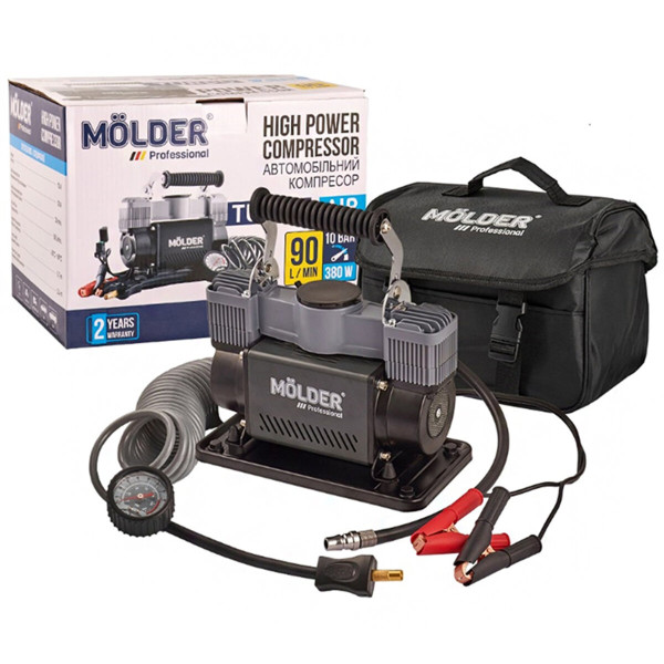 Двухпоршневой автомобильный компрессор Molder Turbo Air 10 Атм 90 л/мин 380 Вт (5905325514537)