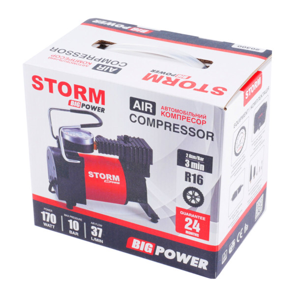Автомобильный компрессор Storm Big Power 10 Атм 37 л/мин 170 Вт (20300)