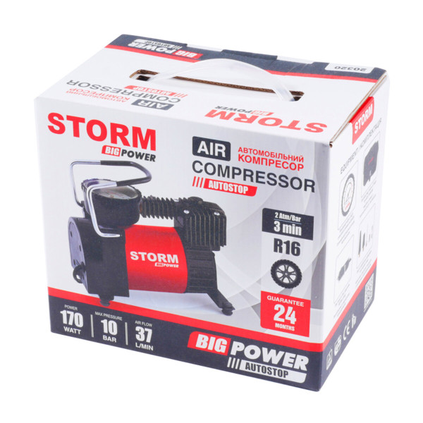 Автомобильный компрессор Storm Big Power Autostop 10 Атм 37 л/мин 170 Вт (20320)