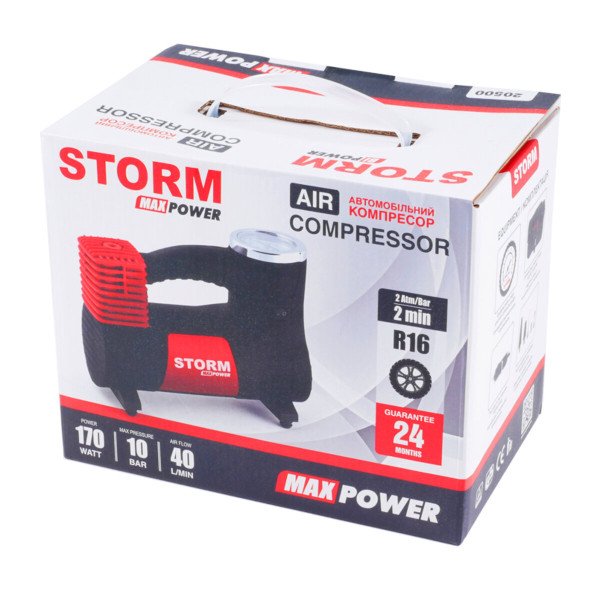 Автомобильный компрессор Storm Max Power 10 Атм 40 л/мин 170 Вт (20500)