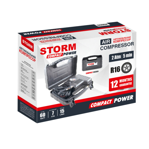 Автомобильный компрессор Storm Compact Power 7 Атм 15 л/мин 60 Вт (20600)