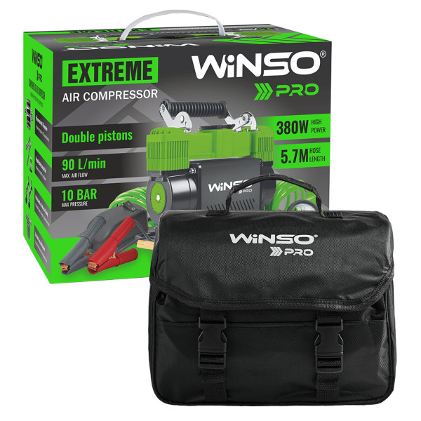 Автокомпрессор Winso Pro Extreme 137000 10 Атм 90 л/мин 380 Вт с зажимами АКБ