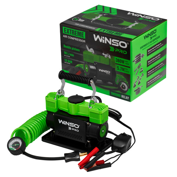 Автокомпрессор Winso Pro Extreme 137000 10 Атм 90 л/мин 380 Вт с зажимами АКБ