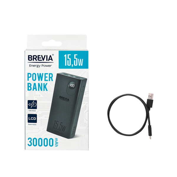 Повербанк Brevia 30000mAh 15.5W Li-Pol, LCD (45315)