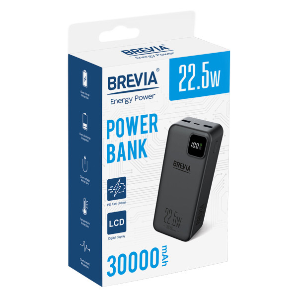 Универсальная мобильная батарея Brevia 30000mAh 22,5W Li-Pol, LCD (45320PB)