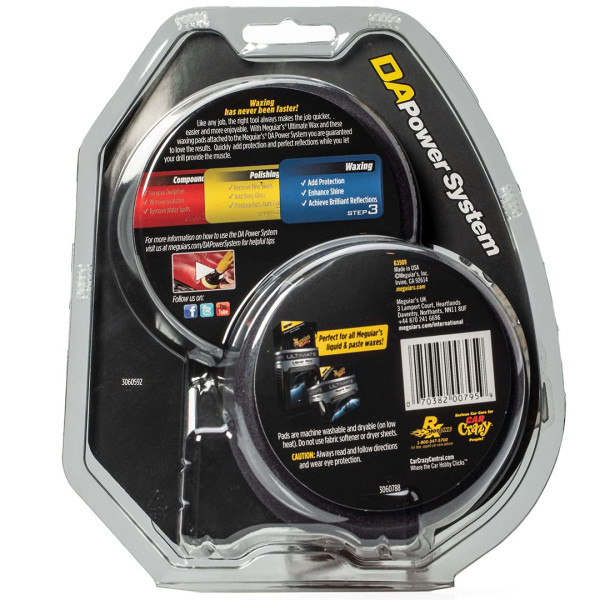 Набор мягких кругов для полировки Meguiar's DA Waxing Power Pads Ø 90 мм, 2 шт (G3509INT)