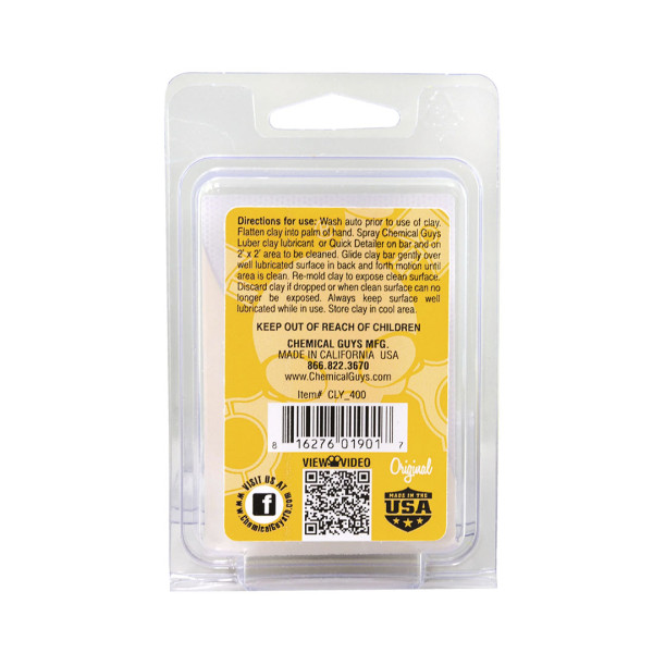 Глина для удаления легких и средних загрязнений Chemical Guys OG Clay Bar Yellow (CLY400)