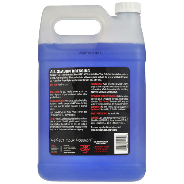 Чернение резины и пластика Meguiar's Detailer All Season Dressing, 3.78 л (D16001)