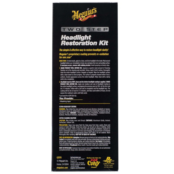 Набор для восстановления и защиты фар Meguiar's Two Step Headlight Restoration Kit (G2970)
