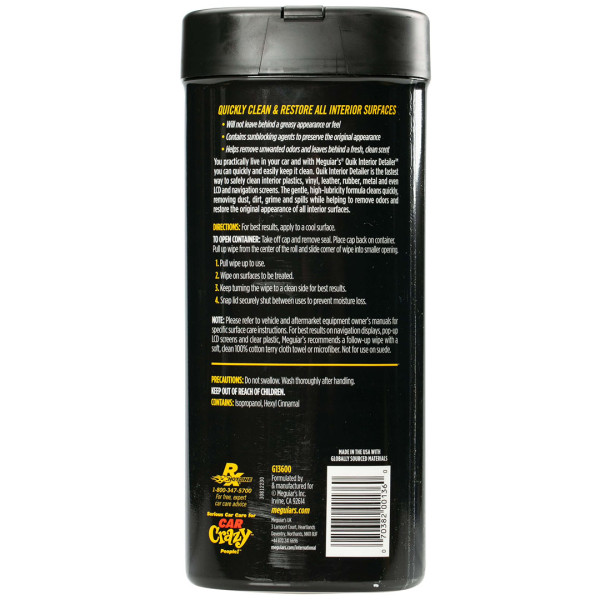 Салфетки для быстрой очистки салона Meguiar's Quik Interior Detailer Cleaner, 25 шт (G13600)