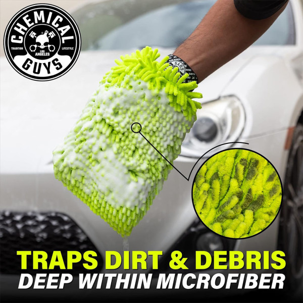 Перчатка микрофибровая для мытья автомобиля Chemical Guys Chenille Wash Mitt, Green (MIC493)