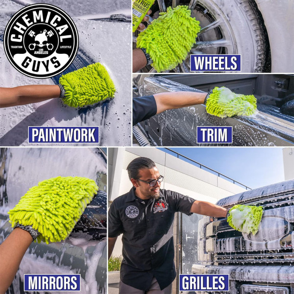 Перчатка микрофибровая для мытья автомобиля Chemical Guys Chenille Wash Mitt, Green (MIC493)