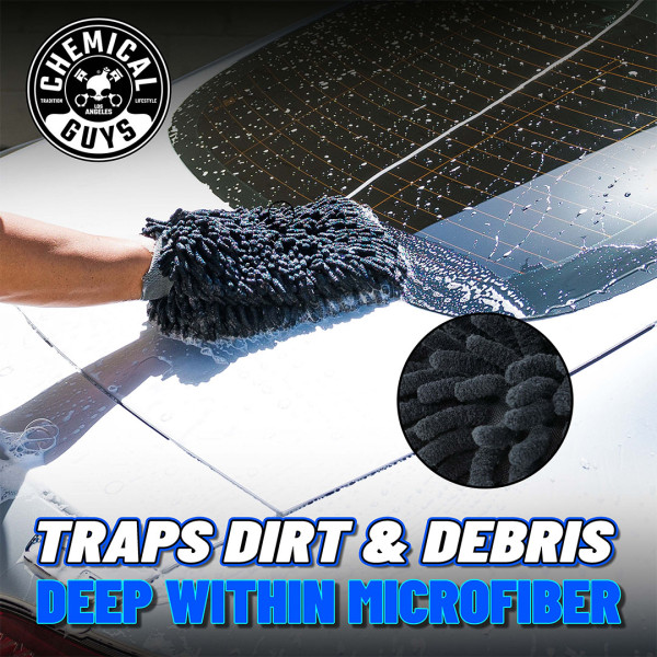 Перчатка микрофибровая для мытья автомобиля Chemical Guys Chenille Wash Mitt, Black (MIC498)