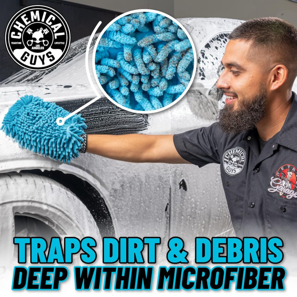 Перчатка микрофибровая для мытья автомобиля Chemical Guys Chenille Wash Mitt, Blue (MIC811)