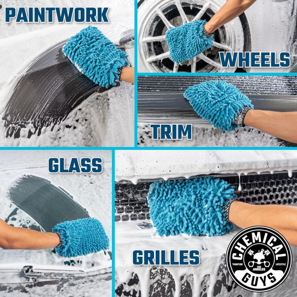 Перчатка микрофибровая для мытья автомобиля Chemical Guys Chenille Wash Mitt, Blue (MIC811)