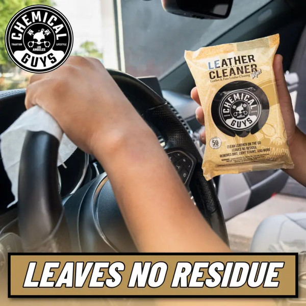 Салфетки для очистки кожи Chemical Guys Leather Cleaner Wipes, 50шт (PMW_SPI208_50)