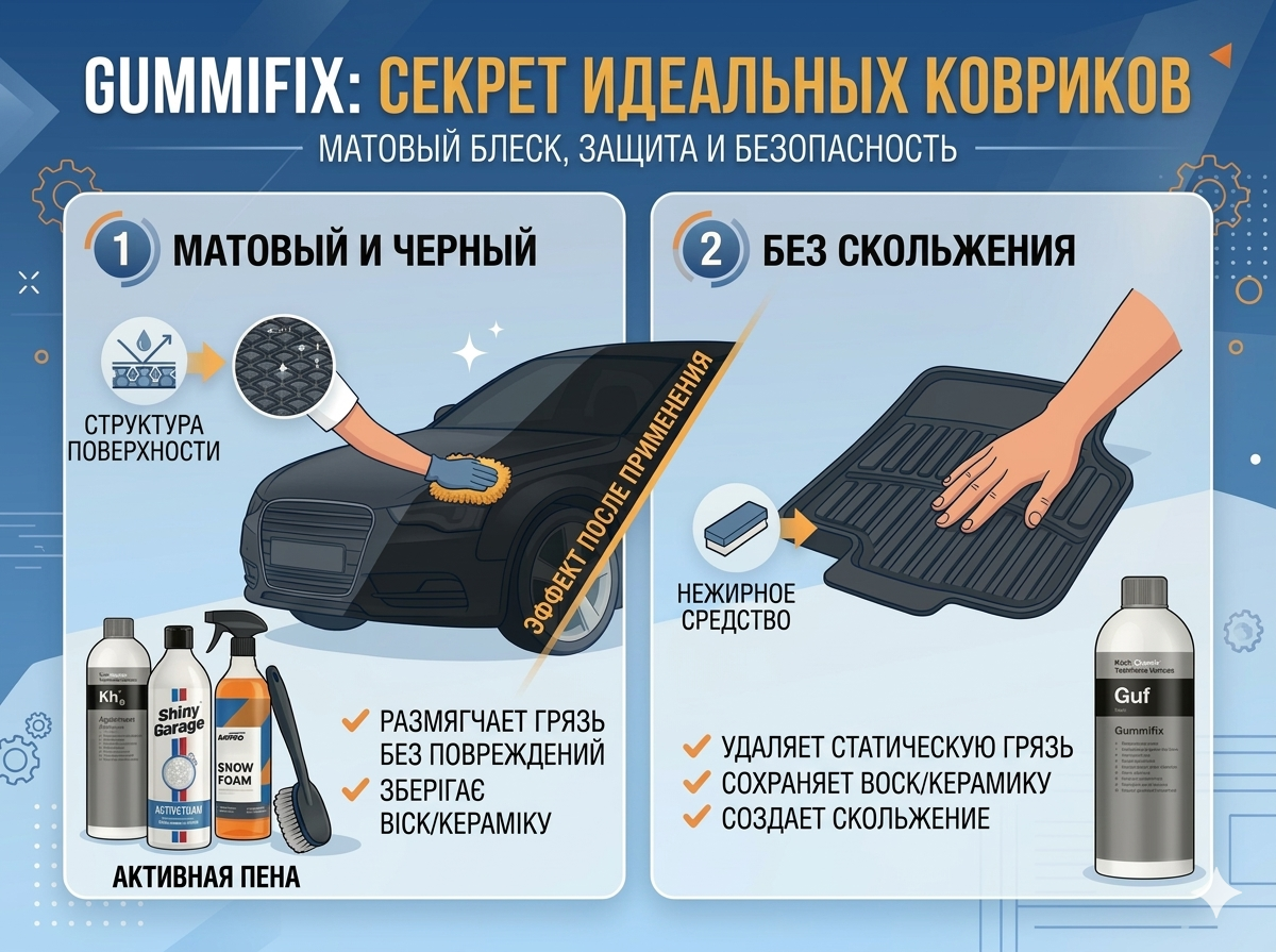 Эффект Gummifix на резиновых ковриках: до и после