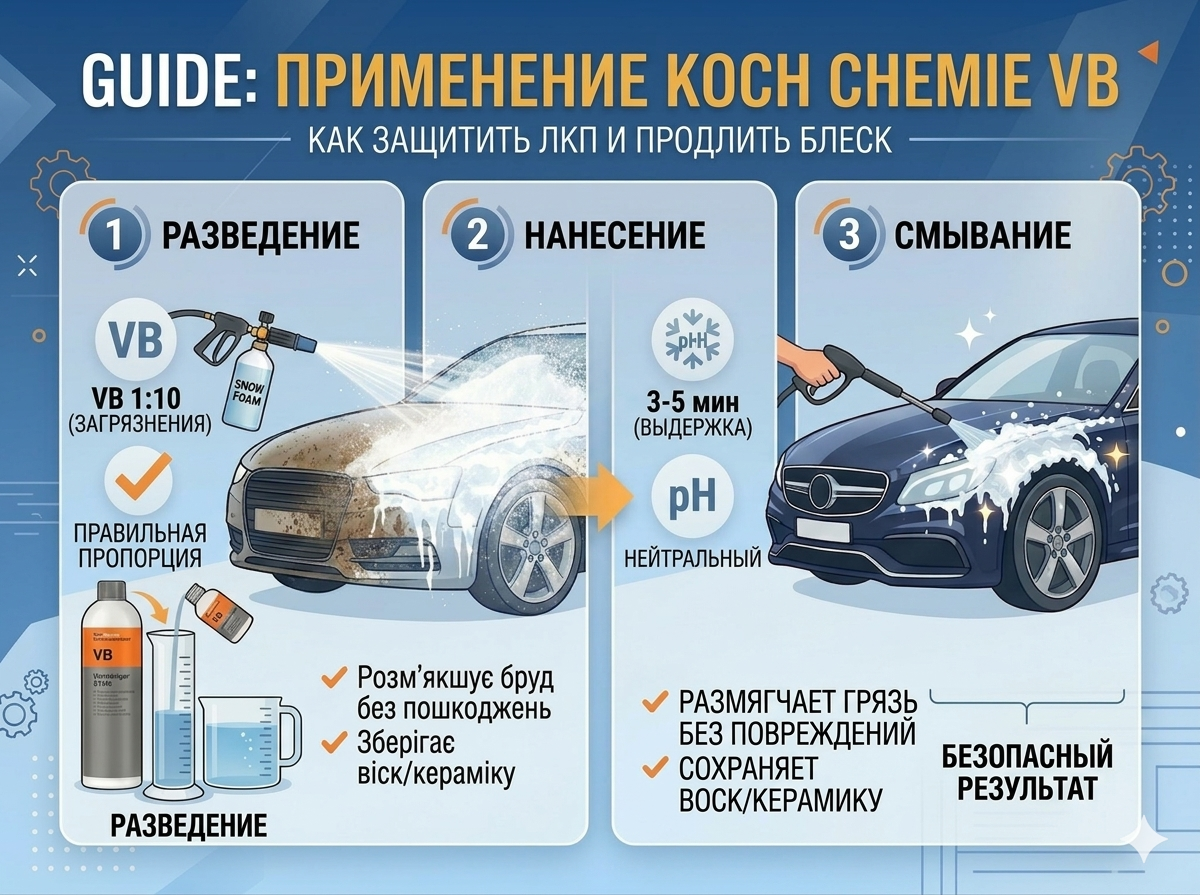 Как применять Koch Chemie Vorreiniger B: инфографика