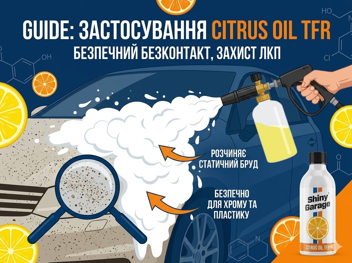 Як застосовувати Shiny Garage Citrus Oil TFR: покрокова інфографіка