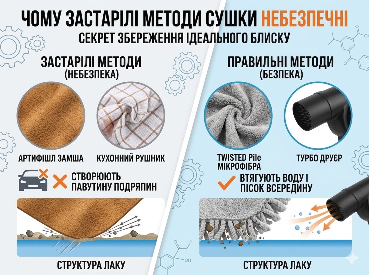 Порівняння структури мікрофібри Twisted Pile та звичайної ганчірки